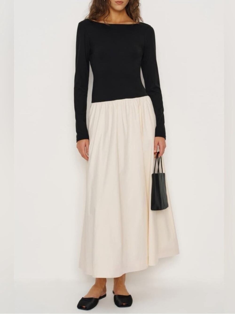 Reformation Abel Knit Dress in Black & Sugar S